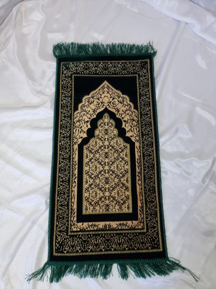 Tapis de prière imprimé vert pour enfant